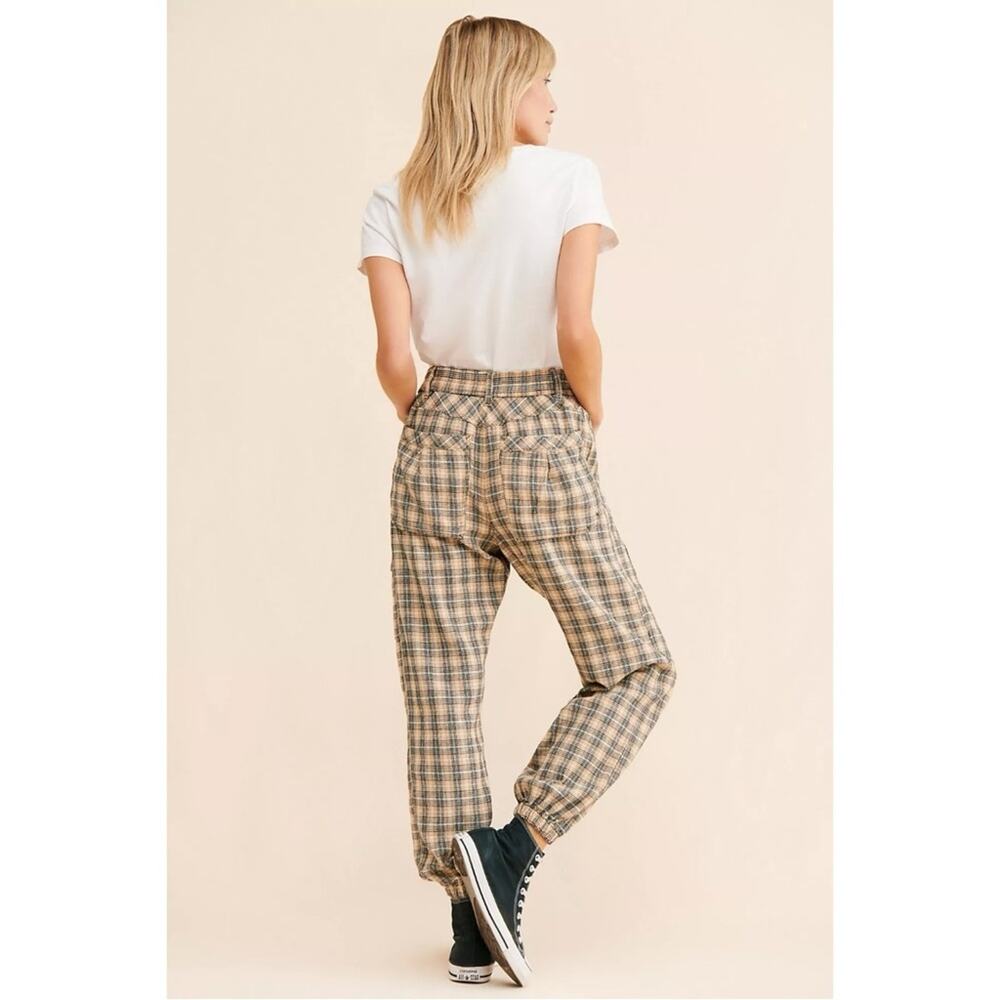 Free People Grunge 90s Plaid Cargo Jogger Back Street Pants Size Large - Picture 11 of 14